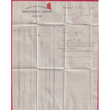 N°38 OVALE CONTROLE TP PARTIEL GC 1285 DECIZE NIEVRE POUR NEVERS 1873 LETTRE COVER