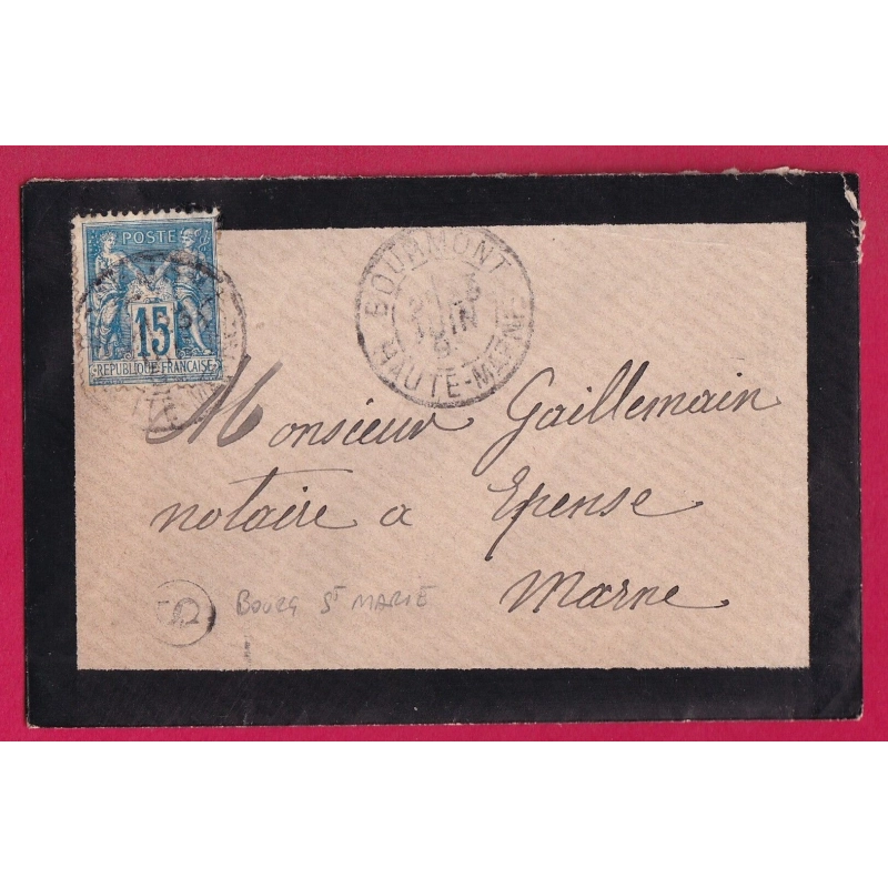 N°90 BOURMONT HAUTE MARNE BOITE RURALE S BOURG STE MARIE POUR EPENSE MARNE LETTRE COVER