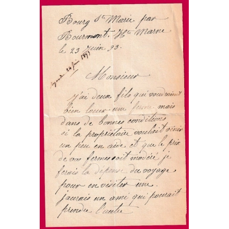 N°90 BOURMONT HAUTE MARNE BOITE RURALE S BOURG STE MARIE POUR EPENSE MARNE LETTRE COVER