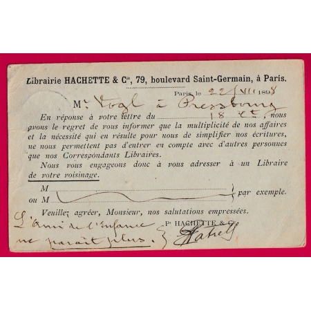ENTIER SAGE 10C REPIQUE HACHETTE PARIS 1898 POUR PRESSBOURG HONGRIE HUNGARY LETTRE COVER