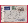 N°414B 501 AGEN LOT ET GARONNE PAR AVION MONTEVIDEO URUGUAY CENSURE ANGLAISE ANGLETERRE 1941 WW2 LETTRE COVER