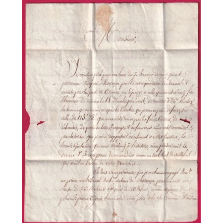MARQUE P57P MAUBEUGE NORD 1822 POUR VILLAFRANS BESANCON DOUBS LETTRE COVER