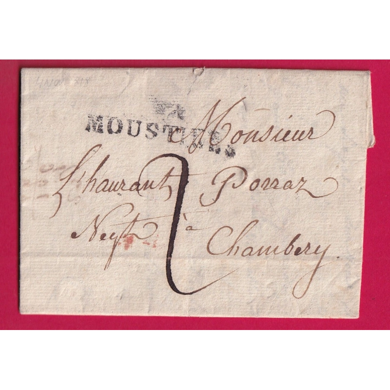 MARQUE CONQUIS 84 MOUTIERS SAVOIE 1818 POUR CHAMBERY LETTRE COVER