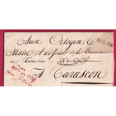 ARMEE ITALIE FRANCHISE COMM ORDONNATEUR BELLE VIGNETTE REVOLUTIONNAIRE TARASCON   BOUCHES DU RHONE LETTRE COVER
