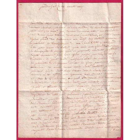 MARQUE 62 MONTAIGU PUY DE DOME MENTION ACQUITTE AU BUREAU TAXE ANNULE POUR CHALON SUR SAONE 1817 LETTRE COVER