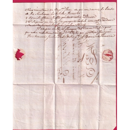 LETTRE DU CAP HAITIEN HAITI 1784 MARQUE COLONIE CINTREE EN ROUGE POUR MARSEILLE LETTRE COVER