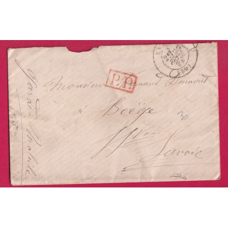 GUERRE 1870 PP  ROUGE GARDE MOBILE POUR BOEGE HAUTE SAVOIE 1871 LETTRE COVER
