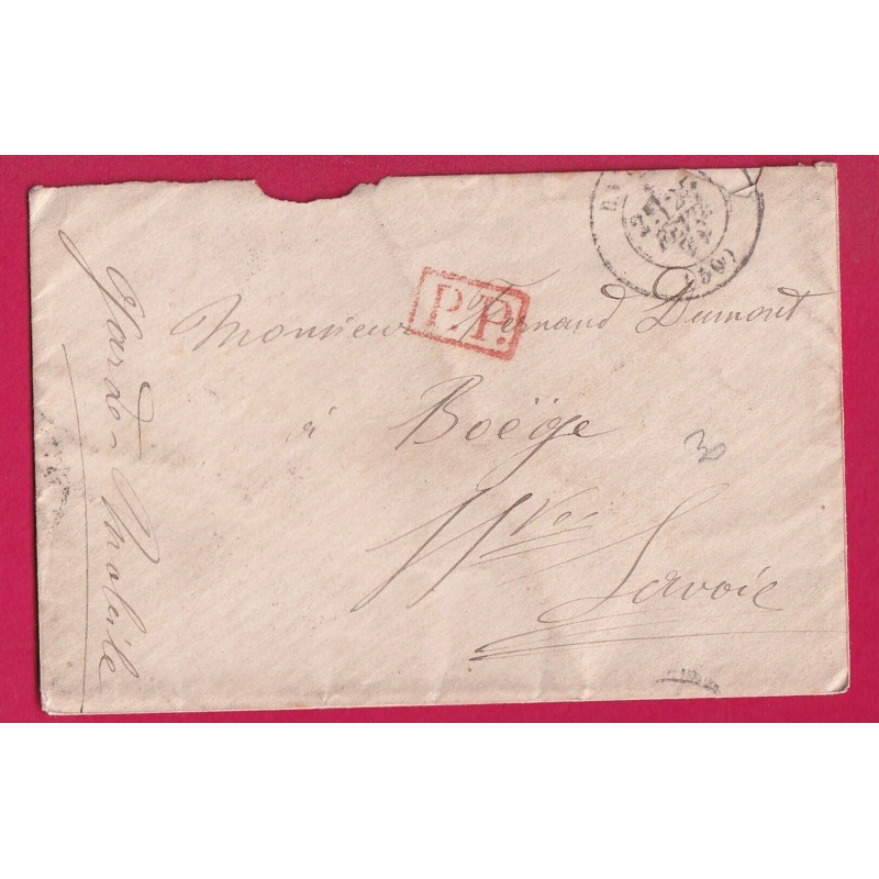 GUERRE 1870 PP  ROUGE GARDE MOBILE POUR BOEGE HAUTE SAVOIE 1871 LETTRE COVER
