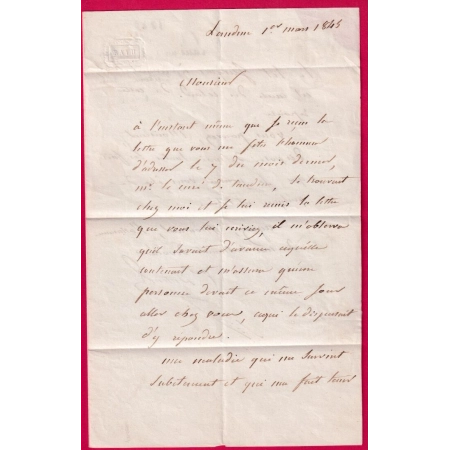 BOITE RURALE SEULE B LAUDUN GARD + DECIME RURAL POUR AVIGNON VAUCLUSE 1845 LETTRE COVER