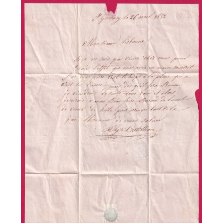 CAD TYPE 15 NIMES GARD BOITE RURALE B ST GERVASY TAXE LOCALE 1 + CL ROUGE POUR NIMES 1852 LETTRE COVER