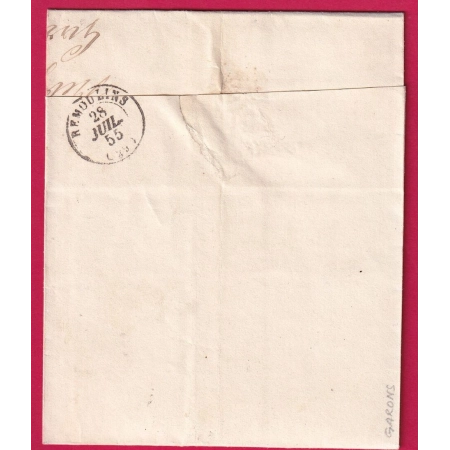 N°14 PC NIMES GARD BOITE RURALE H GARON POUR REMOULINS 1855 LETTRE COVER