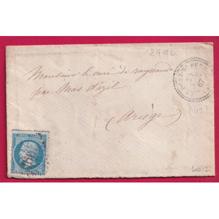 N°22 GC 2996 LE PORT ST PERE LOIRE INFERIEURE CAD TYPE 22 POUR LE MAS D'AZIL ARIEGE INDICE 12 LETTRE COVER