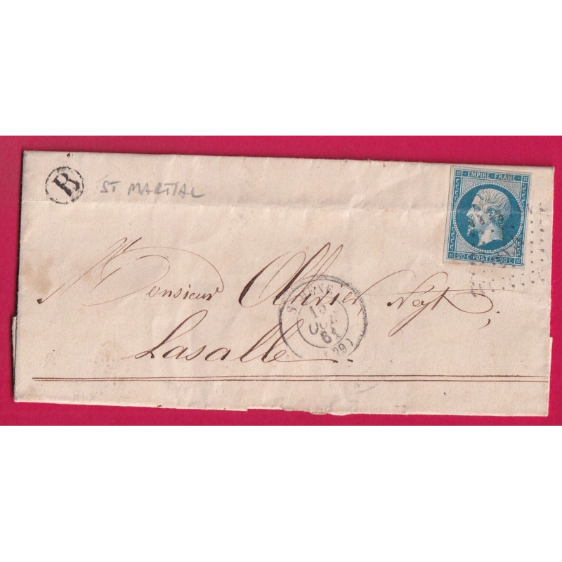 N°14 PC 2954 SUMENE GARD BOITE RURALE B ST MARTIAL POUR LA SALLE LETTRE COVER