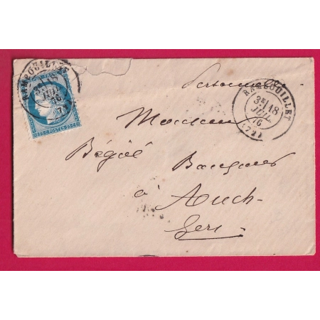 N°60 CAD TYPE 17 RAMBOUILLET SEINE ET OISE POUR AUCH GERS LETTRE COVER