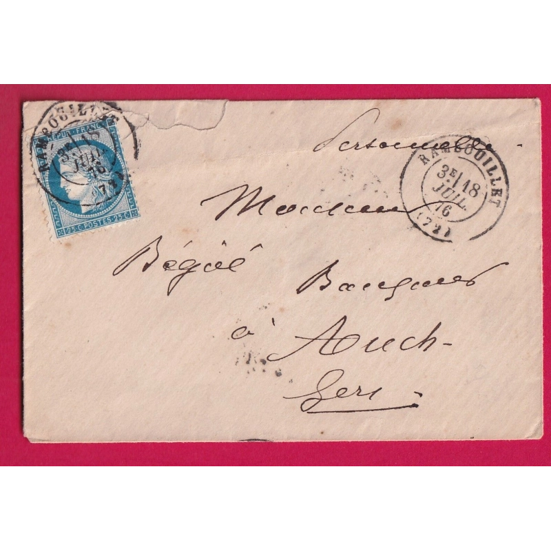 N°60 CAD TYPE 17 RAMBOUILLET SEINE ET OISE POUR AUCH GERS LETTRE COVER