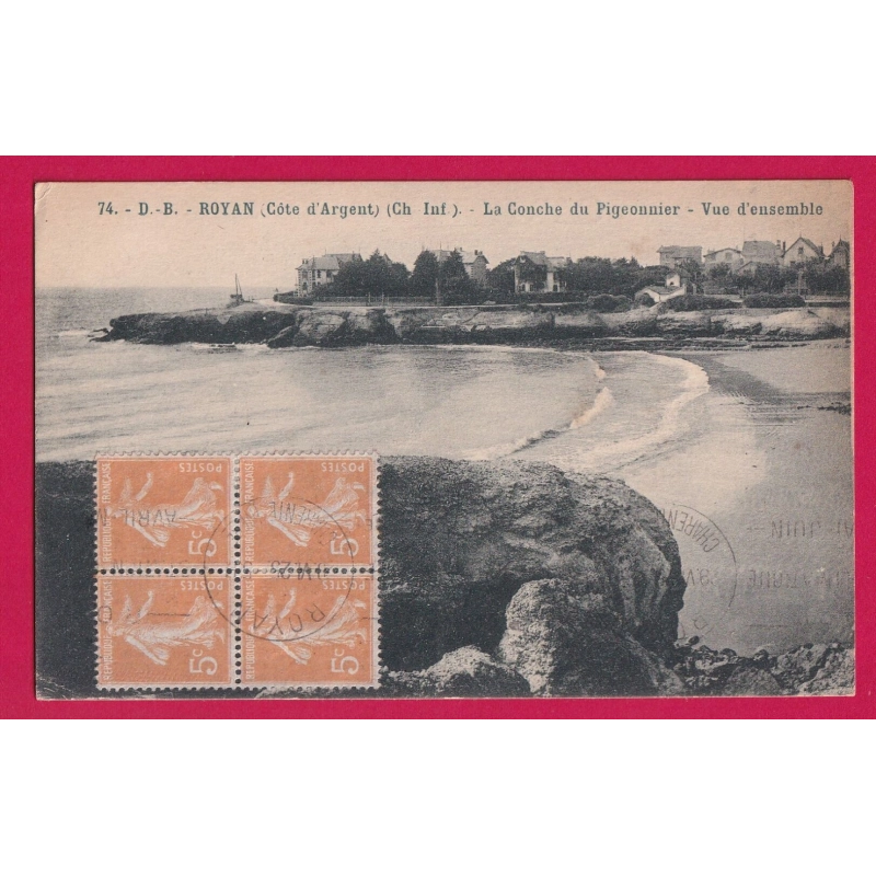 N°158 BLOC DE 4 ROYAN 1925 CHARENTE INFERIEURE LETTRE COVER