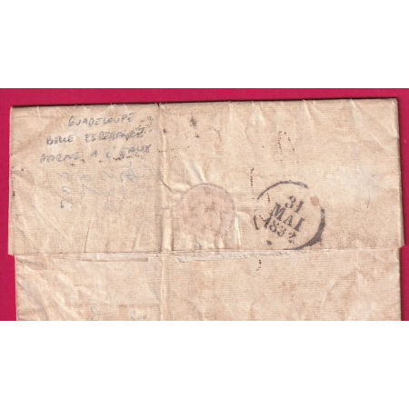 LETTRE DE GUADELOUPE BELLE ESPERANCE MORNE A L'EAUX 1832 MAYS PAYS OUTREMER POUR BORDEAUX GIRONDE LETTRE COVER
