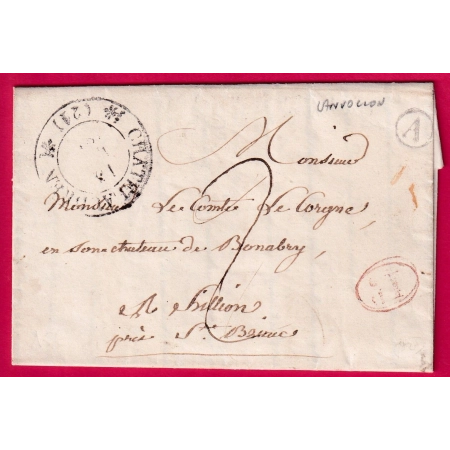 CAD TYPE 12 CHATEAULAUDREN COTES DU NORD BOITE RURALE A LANVOLLON + DECIME RURAL 1840 ST BRIEUC LETTRE COVER