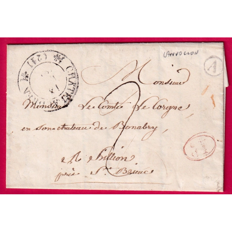 CAD TYPE 12 CHATEAULAUDREN COTES DU NORD BOITE RURALE A LANVOLLON + DECIME RURAL 1840 ST BRIEUC LETTRE COVER