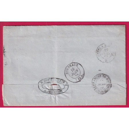 N°14 PC 2671 RIEUPEYROUX AVEYRON CAD TYPE 22 POUR BORDEAUX LETTRE COVER