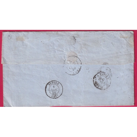 N°14 PC 3064 BRASSAC LES MINES PUY DE DOME BOITE RURALE A LES MINES DE BRASSAC POUR NEVERS NIEVRE LETTRE COVER