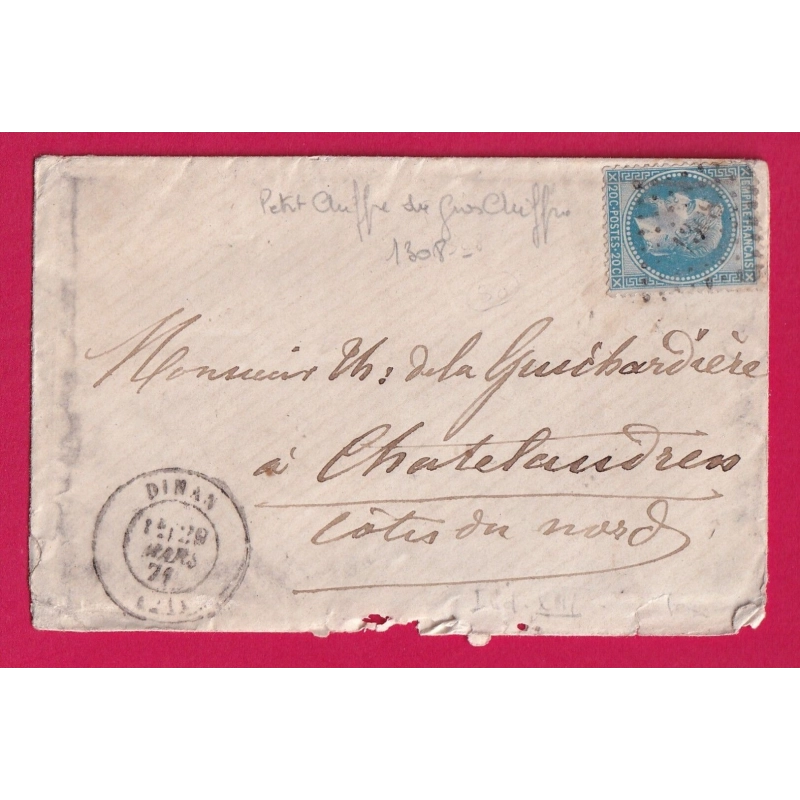 N°29 PC DU GC 1308 DINAN COTES DU NORD POUR CHATEAULAUDREN LETTRE COVER