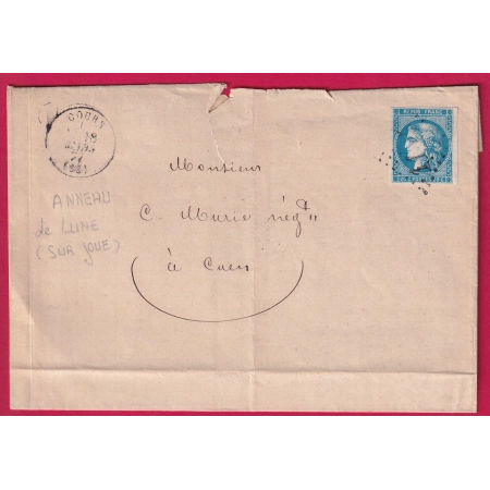 N°46B VARIETE ANNEAU DE LUNE SUR LA JOUE GC COURS RHONE POUR CAEN CALVADOS LETTRE COVER