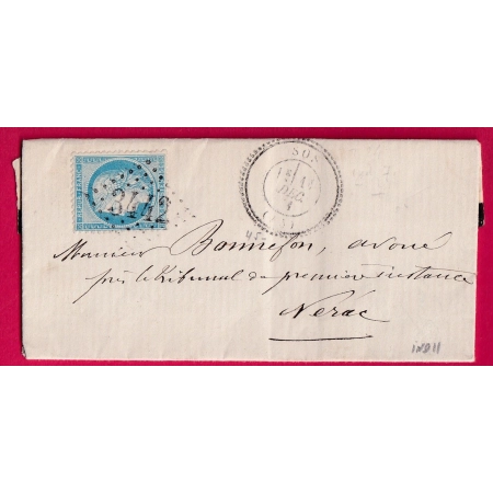 N°60 GC 3442 CAD TYPE 24 SOS LOT ET GARONNE POUR NERAC INDICE 11 LETTRE COVER