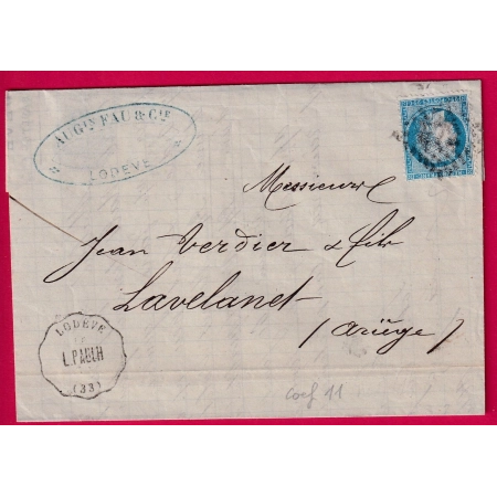 N°60 CONVOYEUR STATION LODEVE HERAULT POUR LAVELANET ARIEGE INDICE 11 LETTRE COVER