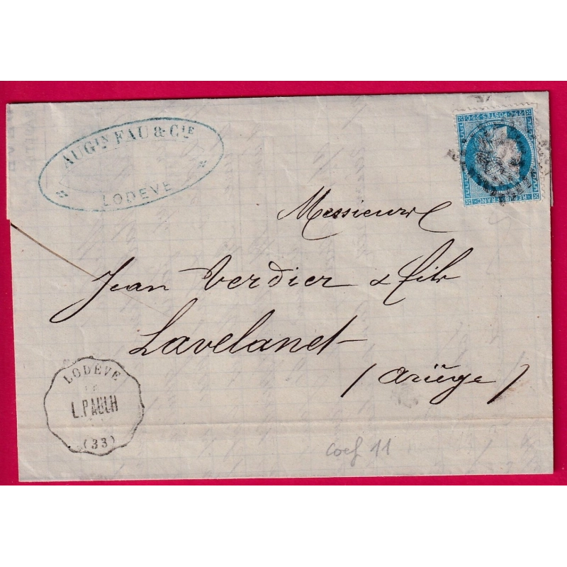 N°60 CONVOYEUR STATION LODEVE HERAULT POUR LAVELANET ARIEGE INDICE 11 LETTRE COVER