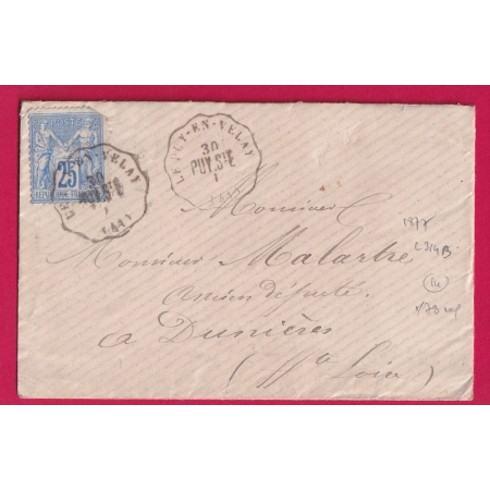 N°78 LE PUY EN VELAY HAUTE LOIRE POUR DUNIERES INDICE 14 LETTRE COVER