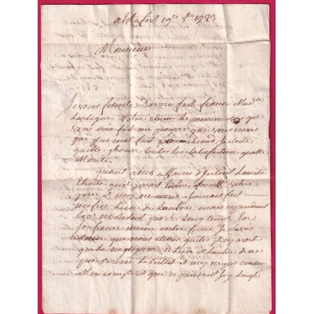 MARQUE ASTAFFORT A SEC LOT ET GARONNE LN°2 INDICE 19 MENTION ROUTE DE NERAC POUR FRANCESCAS 1783 LETTRE COVER