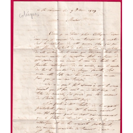 CURSIVE 45 CASTELMORON SUR LOT 31X19 INDICE 17 EN ARRIVEE AU RECTO DEPART STE RADEGONDE LOT ET GARONNE LETTRE 1839