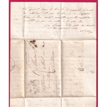 CURSIVE 45 CASTELMORON SUR LOT 31X19 INDICE 17 EN ARRIVEE AU RECTO DEPART STE RADEGONDE LOT ET GARONNE LETTRE 1839