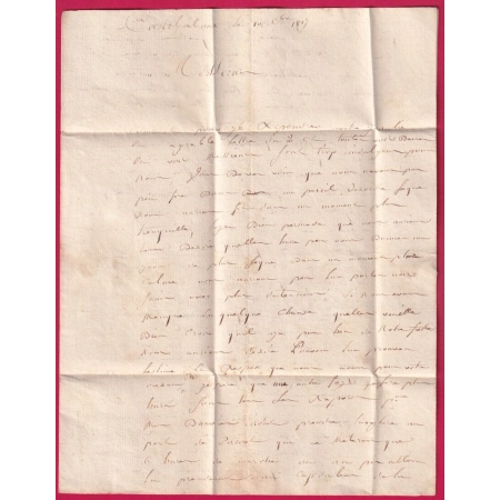 MARQUE 45 AIGUILLON EN ROUGE LOT ET GARONNE 1817 INDICE 10 POUR AGEN LETTRE COVER