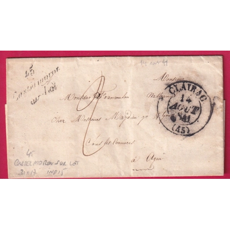 CURSIVE 45 CASTELMORON SUR LOT ET GARONNE 1841 POUR AGEN INDICE 15 LETTRE COVER FRANCE