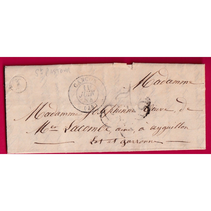 CAD TYPE 15 CANCON LOT ET GARONNE BOITE RURALE I ST PASTOR POUR AIGUILLON LETTRE COVER