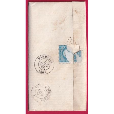 CURIOSITE PHILATELIQUE TIMBRE ARRACHE ET COLLE AU DOS POUR FERMER LA LETTRE GC 1036 CLAIRAC LOT ET GARONNE POUR MARMANDE