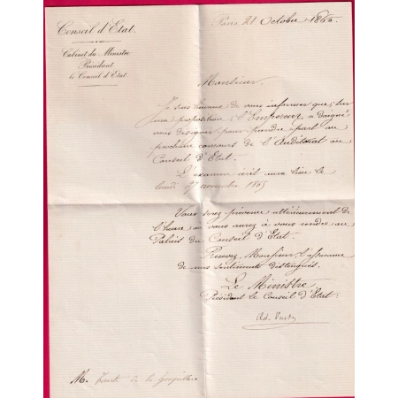 N°23 LOSANGE -20- + APRES LE DEPART SUR LE TIMBRE PARIS  ST DOMque st gn GRIFFE PRESIDENT DU CONSEIL ETAT LETTRE