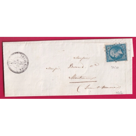N°22 GC 3420 TERMINIERS EURE ET LOIR POUR MONTERAUX SEINE ET MARNE INDICE 12 LETTRE COVER