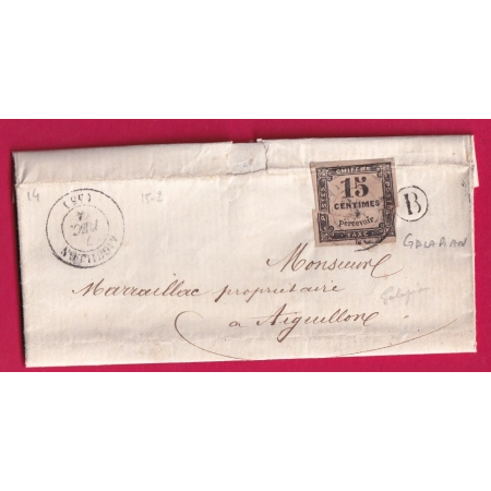 TAXE N°3 CAD AIGUILLON LOT ET GARONNE BOITE RURALE B GALAPIAN POUR AIGUILLON LETTRE COVER