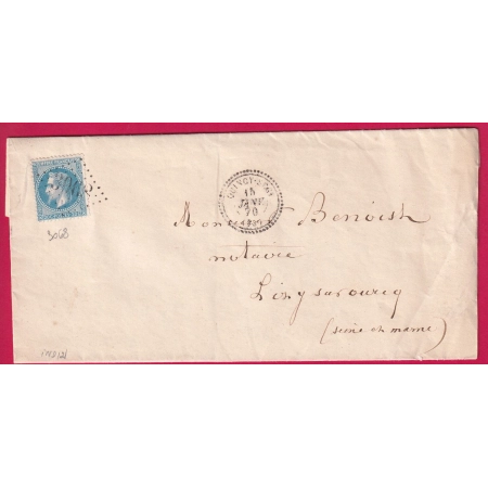 N°29 GC 3068 QUINCY SEGY SEINE ET MARNE CAD TYPE 22 POUR LIZY SUR OURCQ LETTRE COVER