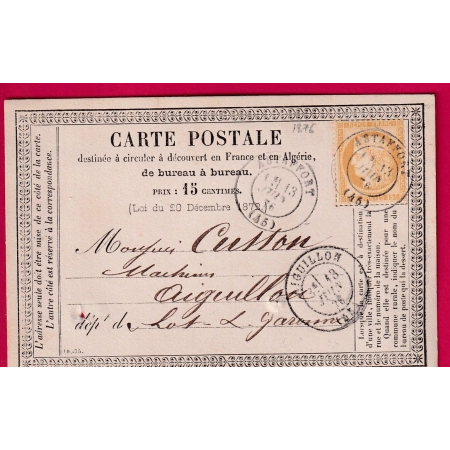 N°55 CAD ASTAFFORT LOT ET GARONNE POUR AIGUILLON CARTE PRECURSEUR LETTRE COVER