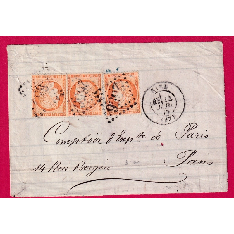 N°38 X3 GC 2656 NICE ALPES MARITIMES DEVANT DE LETTRE POUR PARIS POSTE RESTANTE COVER