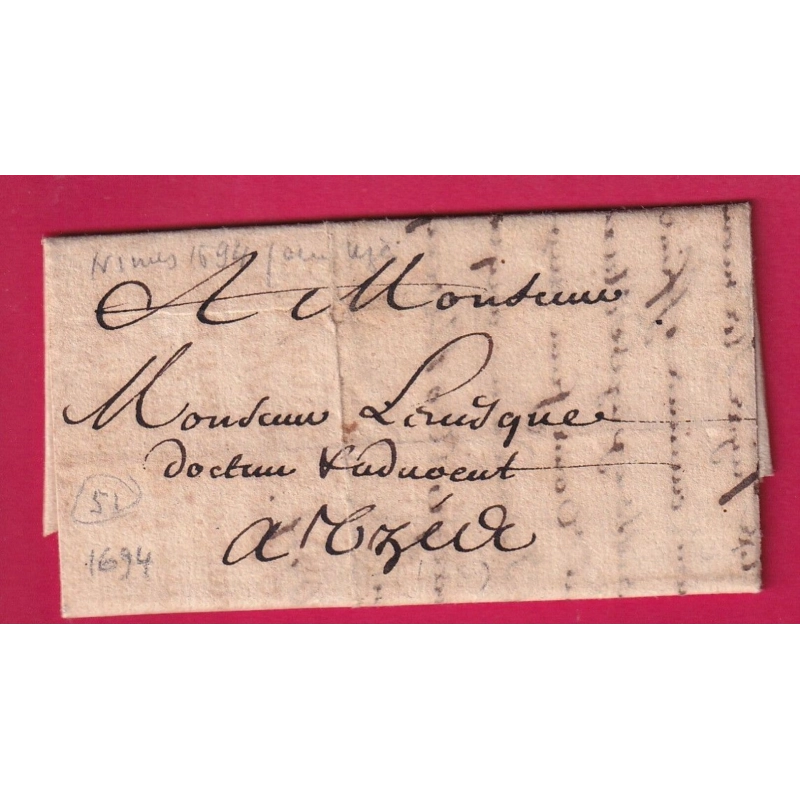 LETTRE DE 1694 NIMES GARD POUR UZES LETTRE COVER