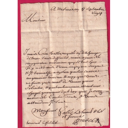 LETTRE DE 1694 NIMES GARD POUR UZES LETTRE COVER