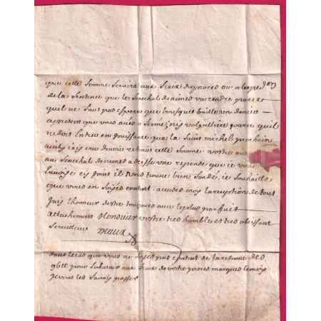 MARQUE MANUSCRIT ST JEAN DU GARD 1758 POUR LOUDUN VIENNE BELLE TAXE 24 LENAIN N°1 INDICE 12 LETTRE COVER