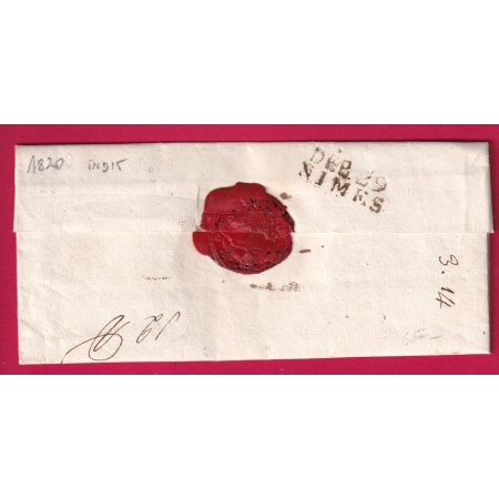 DEBOURSE DEB 29 NIMES GARD 1820 DEPART LYON INDICE 15 LETTRE COVER