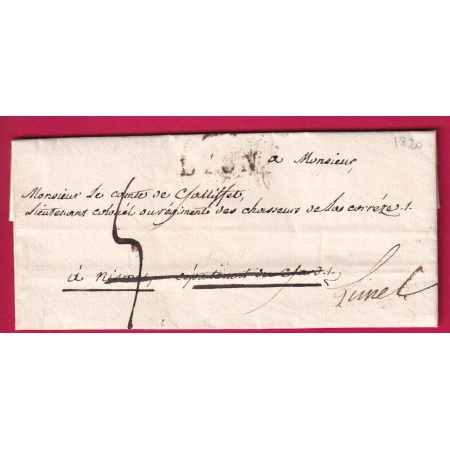 DEBOURSE DEB 29 NIMES GARD 1820 DEPART LYON INDICE 15 LETTRE COVER