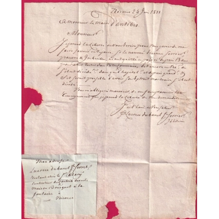 MARQUE P29P NIMES GARD EN ROUGE 24X9 INDICE 11 POUR ANTIBES VAR 1811 ALPES MARITIMES LETTRE COVER